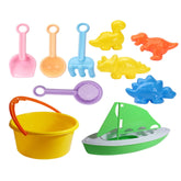 Colorful Sand Toy(YT010-2K) set including buckets, shovels, and dinosaur molds for fun beach play.